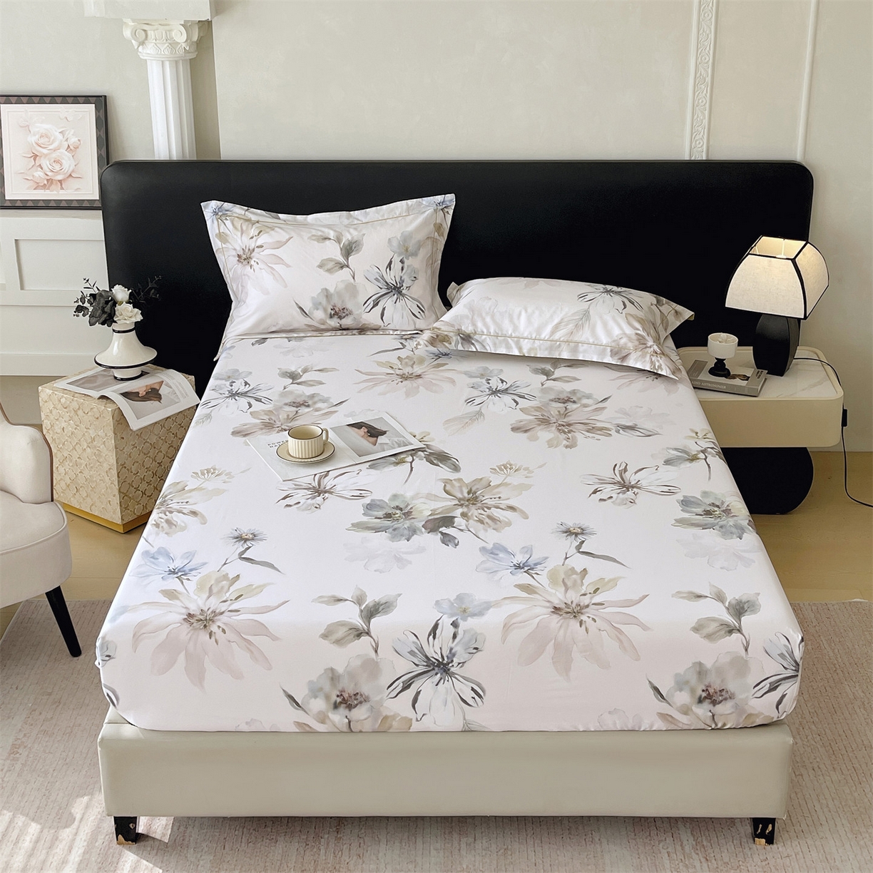 91家纺网 家纺一手货源 找家纺 宝齐莱家纺 2026新款全棉纯棉活性印花单床笠床笠单件 花知晓