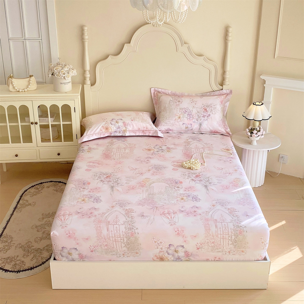 91家纺网 家纺一手货源 找家纺 宝齐莱家纺 2026新款全棉纯棉活性印花单床笠床笠单件 公主乐园