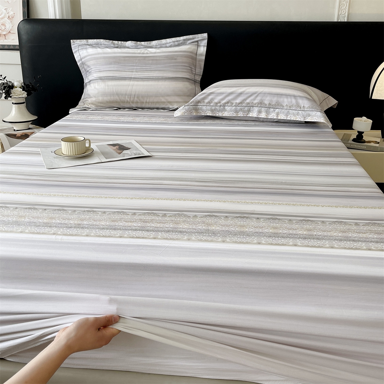 91家纺网 家纺一手货源 找家纺 宝齐莱家纺 2026新款全棉纯棉活性印花单床笠床笠单件 时光记忆