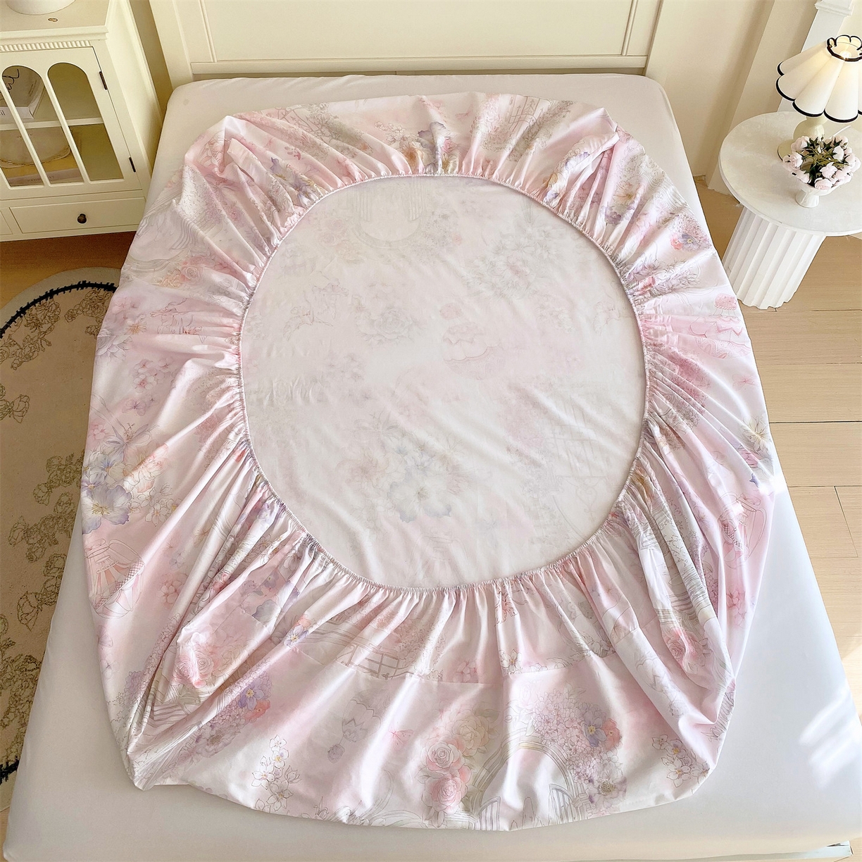 91家纺网 家纺一手货源 找家纺 宝齐莱家纺 2026新款全棉纯棉活性印花单床笠床笠单件 公主乐园