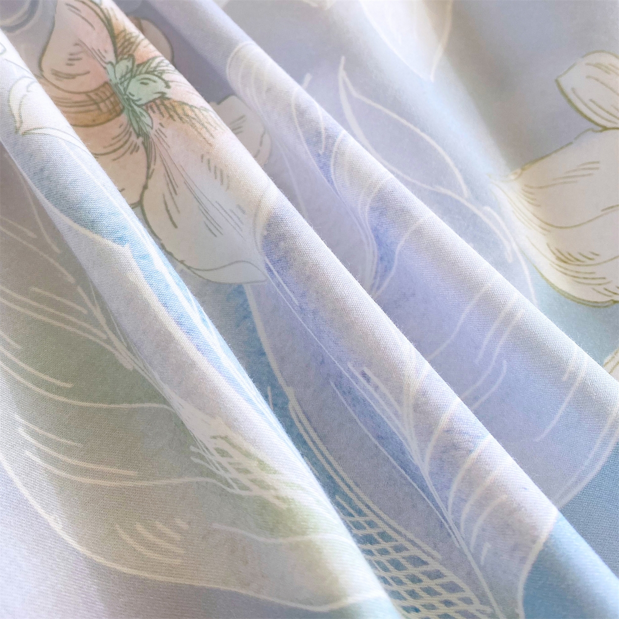 91家纺网 家纺一手货源 找家纺 宝齐莱家纺 2026新款全棉纯棉活性印花单床笠床笠单件 蓝色梦幻