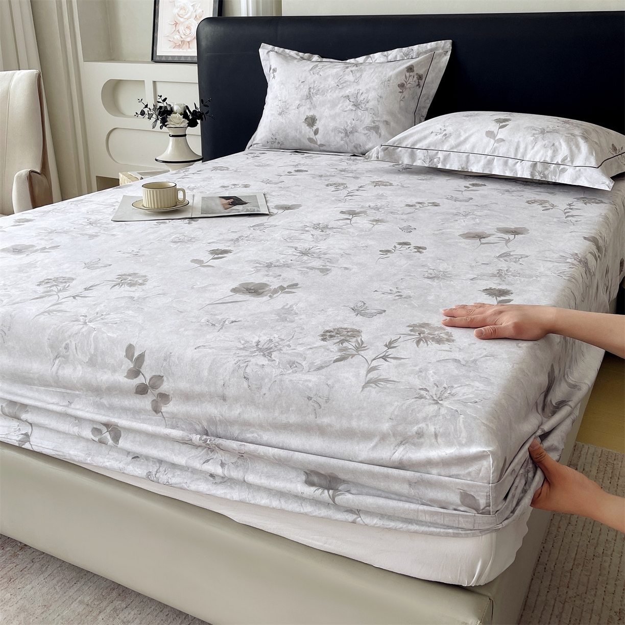 91家纺网 家纺一手货源 找家纺 宝齐莱家纺 2026新款全棉纯棉活性印花单床笠床笠单件 忆江南