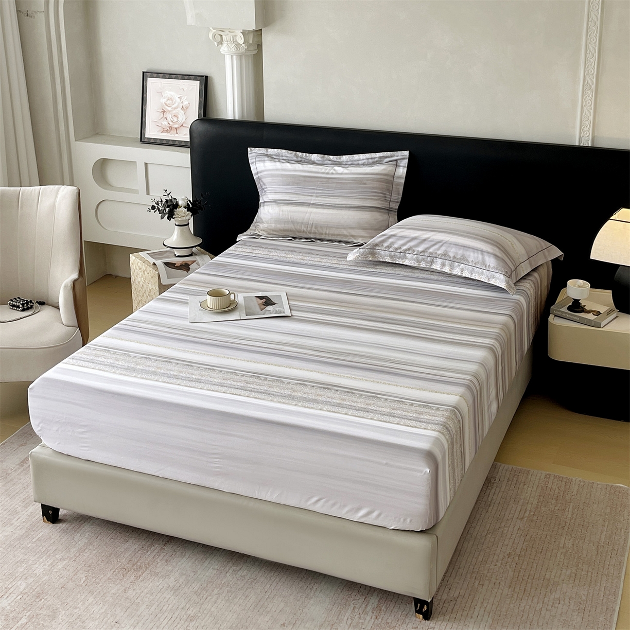 91家纺网 家纺一手货源 找家纺 宝齐莱家纺 2026新款全棉纯棉活性印花单床笠床笠单件 时光记忆