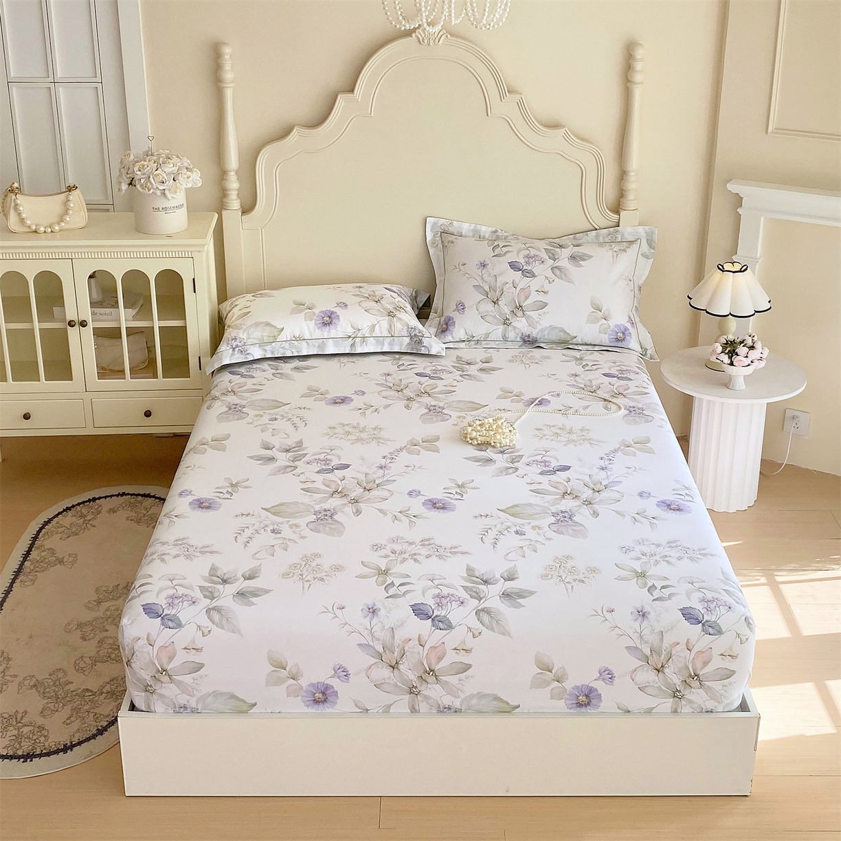 91家纺网 家纺一手货源 找家纺 宝齐莱家纺 2026新款全棉纯棉活性印花单床笠床笠单件 浪漫花季