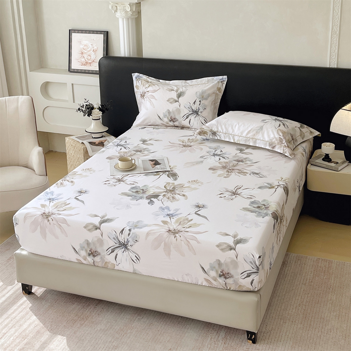 91家纺网 家纺一手货源 找家纺 宝齐莱家纺 2026新款全棉纯棉活性印花单床笠床笠单件 花知晓