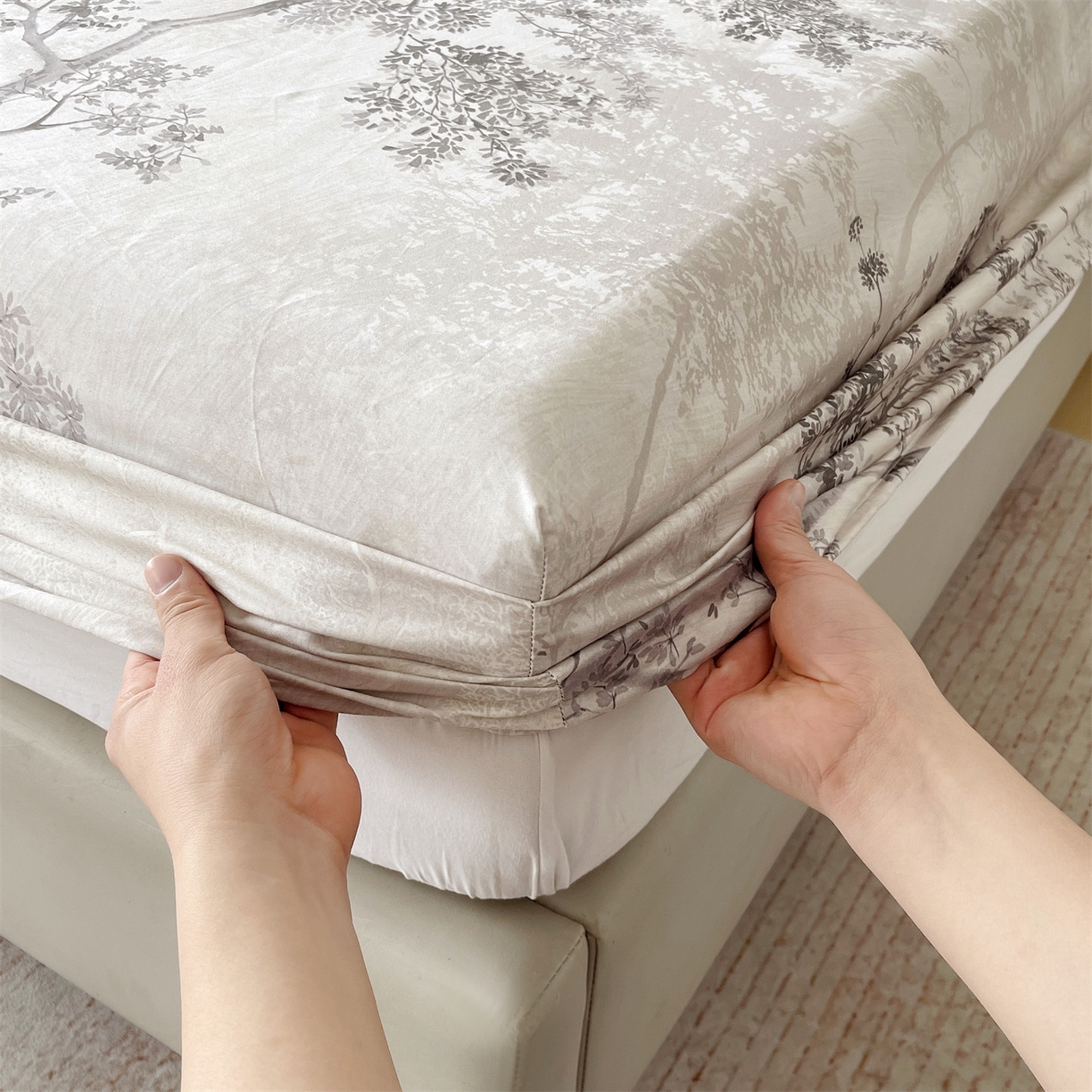 91家纺网 家纺一手货源 找家纺 宝齐莱家纺 2026新款全棉纯棉活性印花单床笠床笠单件 月光森林