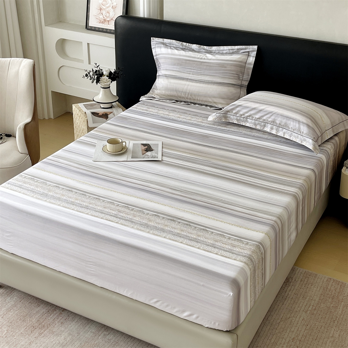 91家纺网 家纺一手货源 找家纺 宝齐莱家纺 2026新款全棉纯棉活性印花单床笠床笠单件 时光记忆