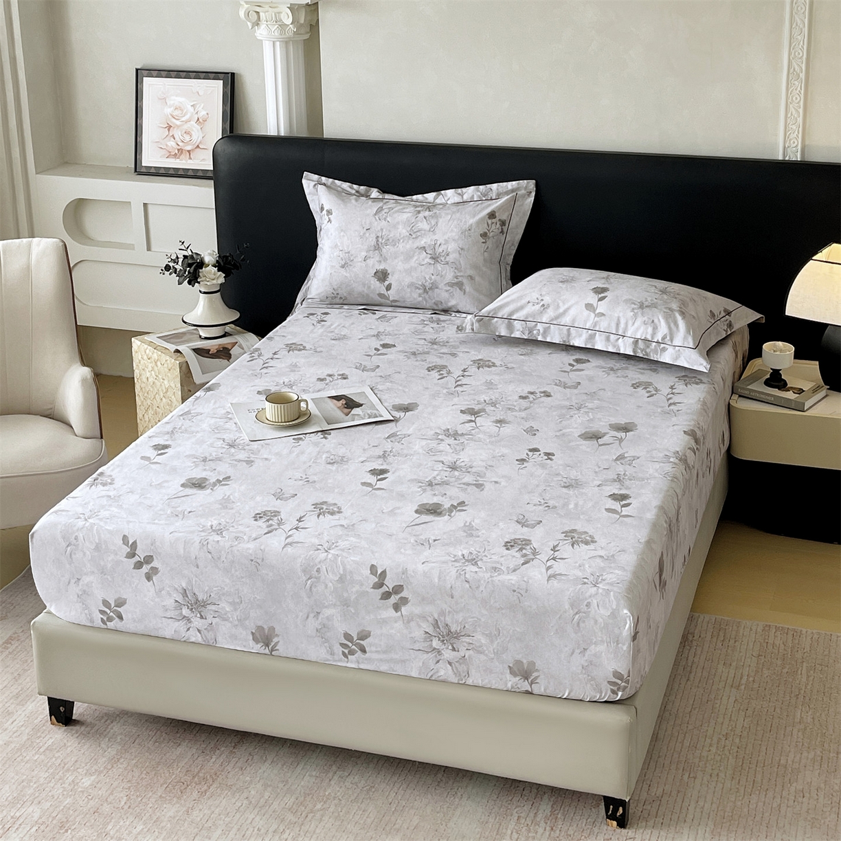 91家纺网 家纺一手货源 找家纺 宝齐莱家纺 2026新款全棉纯棉活性印花单床笠床笠单件 忆江南