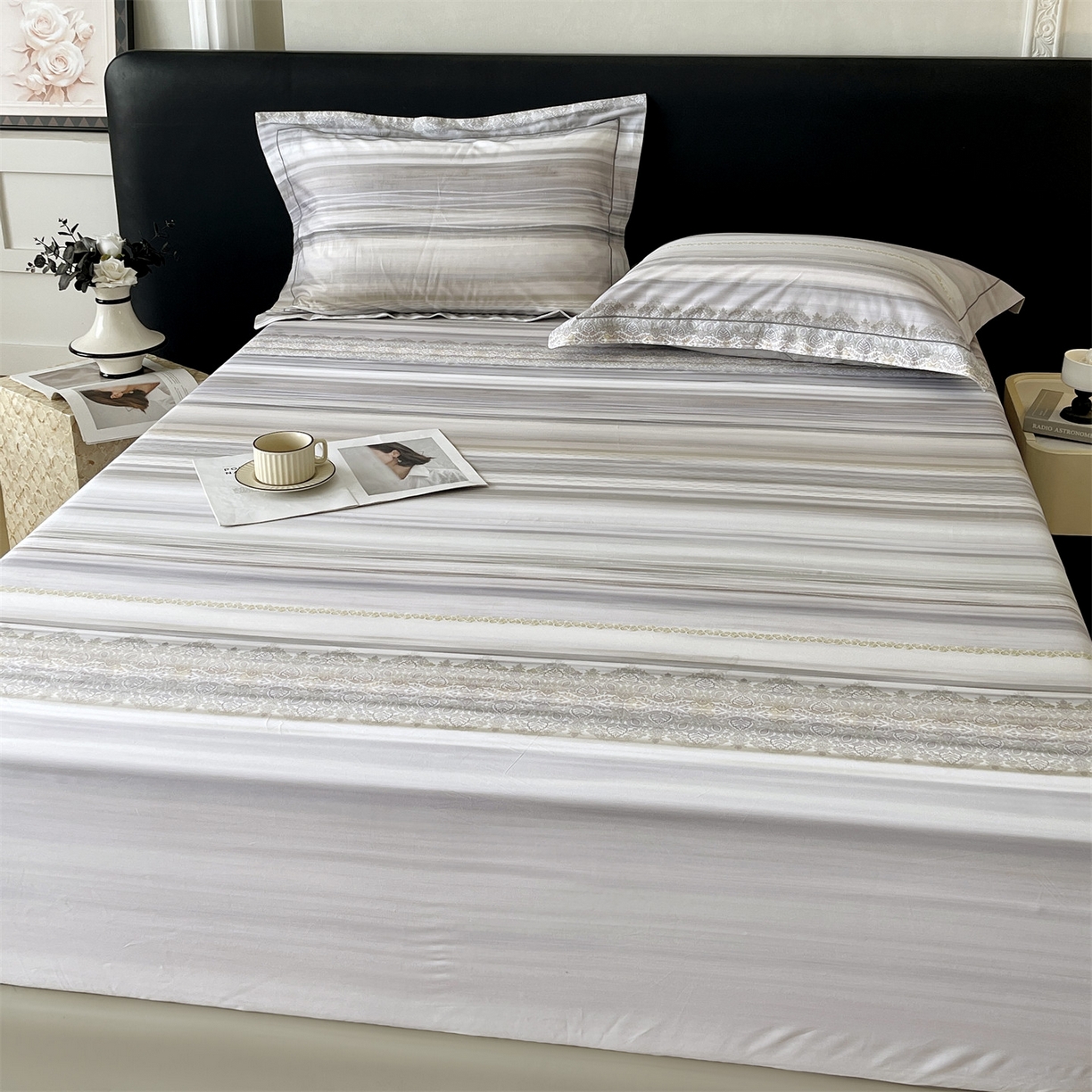 91家纺网 家纺一手货源 找家纺 宝齐莱家纺 2026新款全棉纯棉活性印花单床笠床笠单件 时光记忆