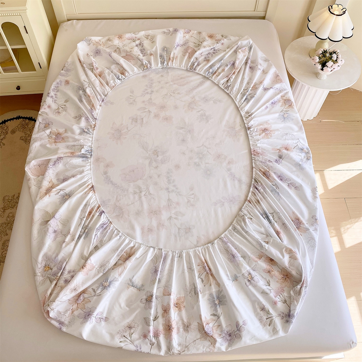 91家纺网 家纺一手货源 找家纺 宝齐莱家纺 2026新款全棉纯棉活性印花单床笠床笠单件 云裳仙子