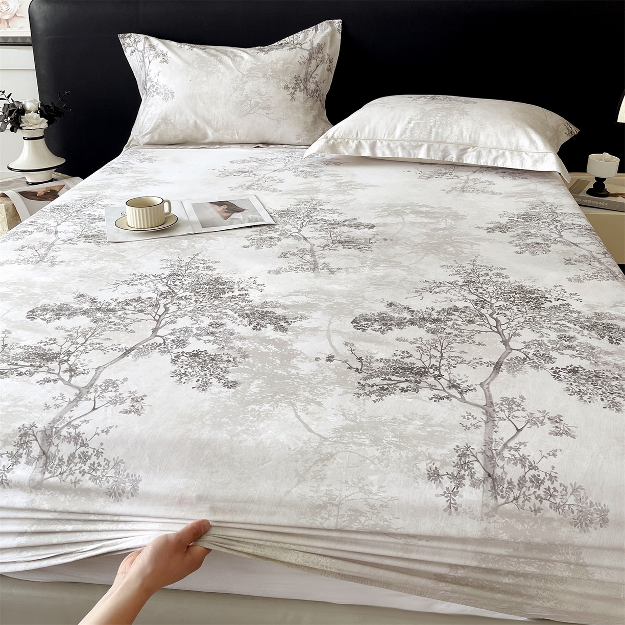 91家纺网 家纺一手货源 找家纺 宝齐莱家纺 2026新款全棉纯棉活性印花单床笠床笠单件 月光森林