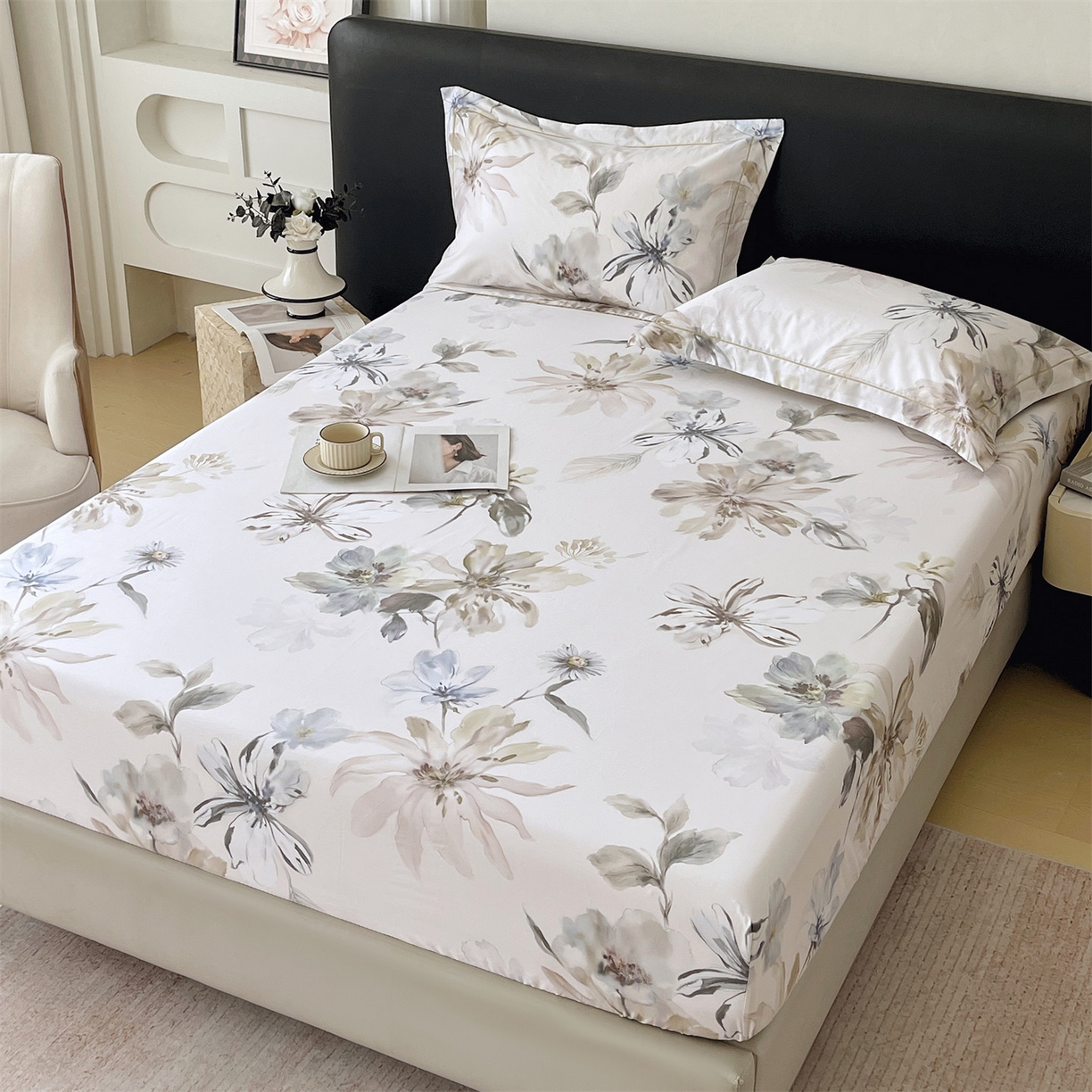 91家纺网 家纺一手货源 找家纺 宝齐莱家纺 2026新款全棉纯棉活性印花单床笠床笠单件 花知晓