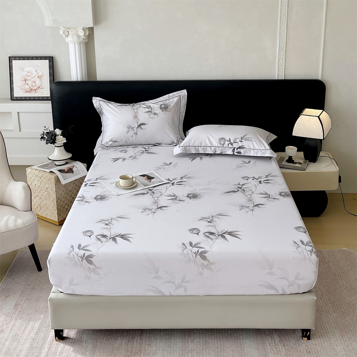 91家纺网 家纺一手货源 找家纺 宝齐莱家纺 2026新款全棉纯棉活性印花单床笠床笠单件 玫瑰的故事