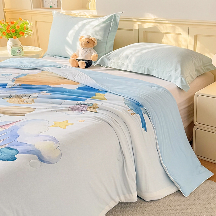 91家纺网 家纺一手货源 找家纺 米乐被业 2026新款大板氨纶凉感夏被被子被芯 童话世界