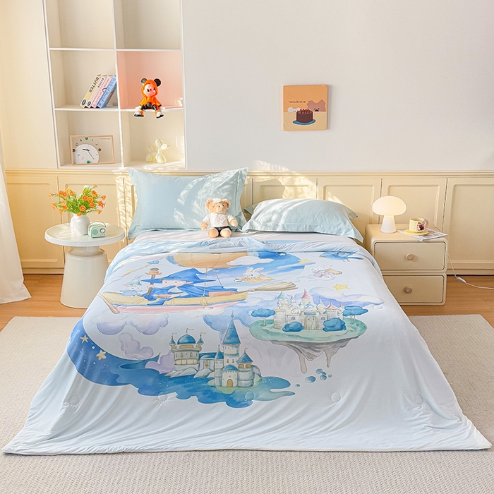 91家纺网 家纺一手货源 找家纺 米乐被业 2026新款大板氨纶凉感夏被被子被芯 童话世界