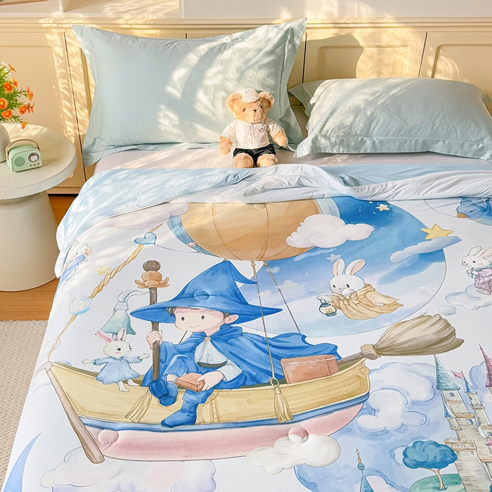 91家纺网 家纺一手货源 找家纺 米乐被业 2026新款大板氨纶凉感夏被被子被芯 童话世界