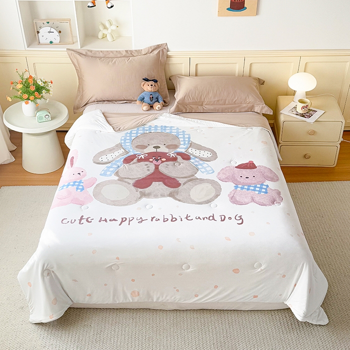 米乐被业 2026新款大板氨纶凉感夏被被子被芯 玩偶聚会