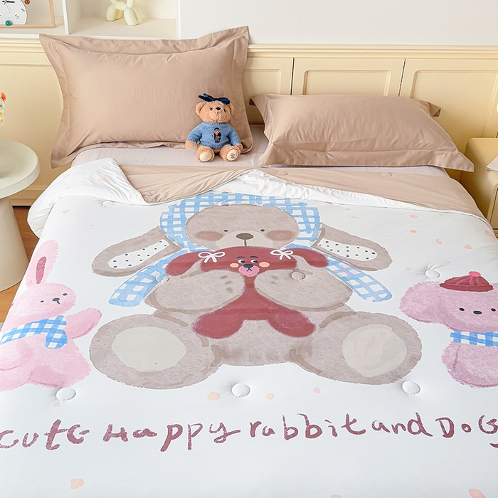 91家纺网 家纺一手货源 找家纺 米乐被业 2026新款大板氨纶凉感夏被被子被芯 玩偶聚会