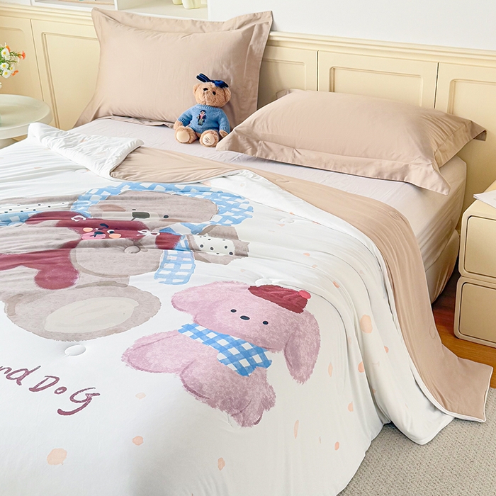 91家纺网 家纺一手货源 找家纺 米乐被业 2026新款大板氨纶凉感夏被被子被芯 玩偶聚会