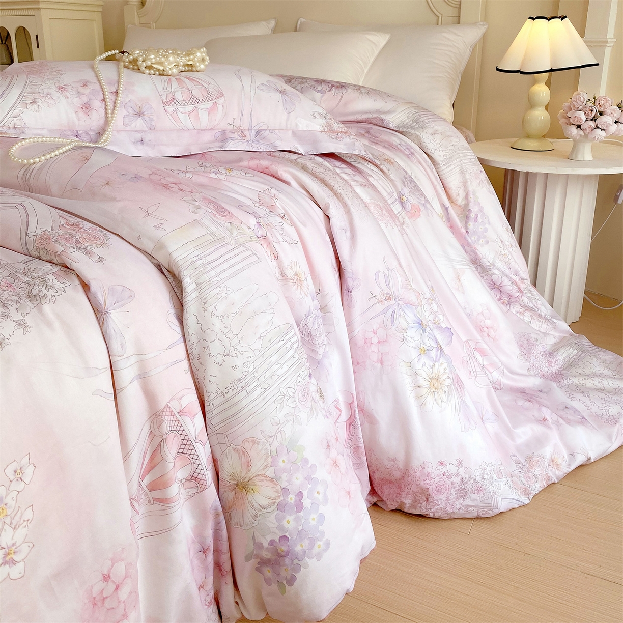 91家纺网 家纺一手货源 找家纺 宝齐莱家纺 2026新款全棉纯棉活性印花单被套被套单件单品被套 公主乐园