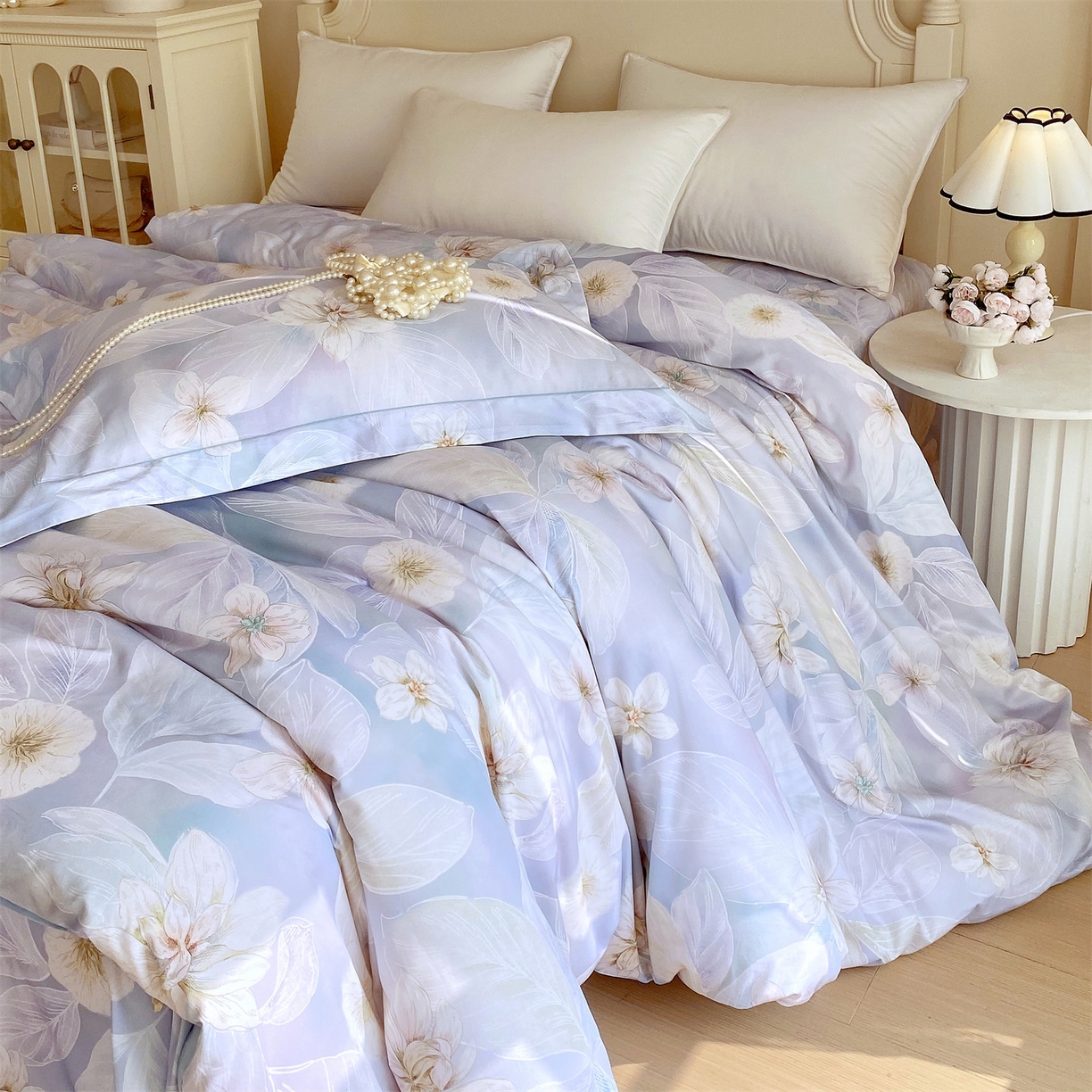 91家纺网 家纺一手货源 找家纺 宝齐莱家纺 2026新款全棉纯棉活性印花单被套被套单件单品被套 蓝色梦幻