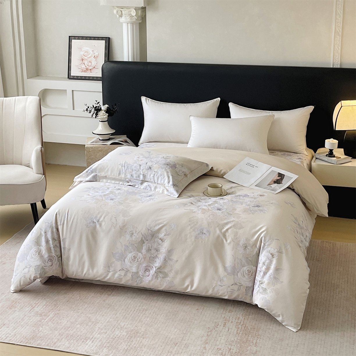 91家纺网 家纺一手货源 找家纺 宝齐莱家纺 2026新款全棉纯棉活性印花单被套被套单件单品被套 花开锦绣