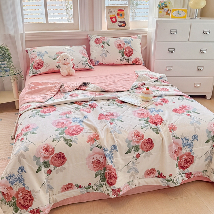 91家纺网 家纺一手货源 找家纺 （总）黛妮雅 2026新款里外全棉印花棉花被纯棉夏被夏凉被空调被 夏被四件套