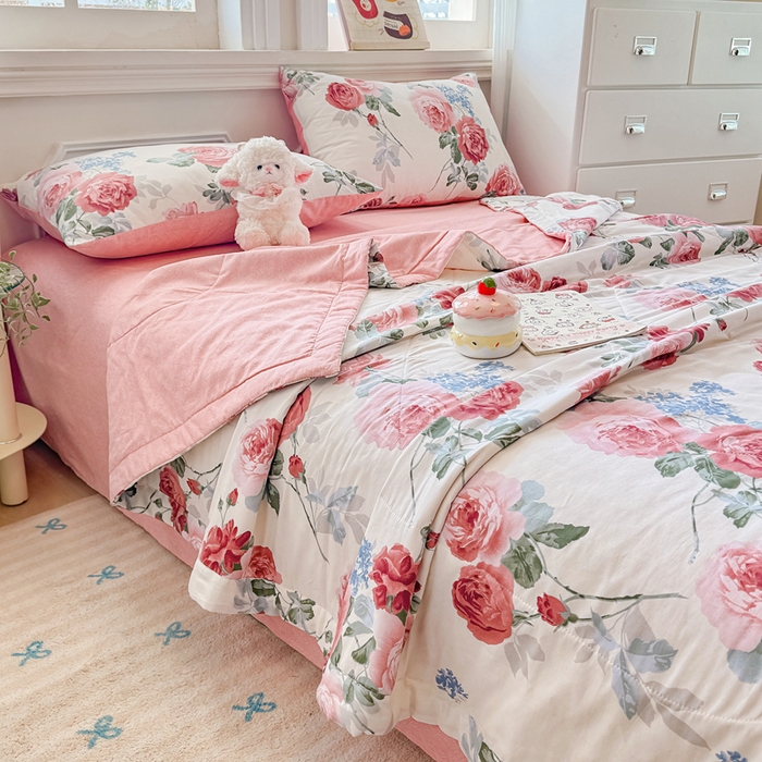 91家纺网 家纺一手货源 找家纺 （总）黛妮雅 2026新款里外全棉印花棉花被纯棉夏被夏凉被空调被 夏被四件套