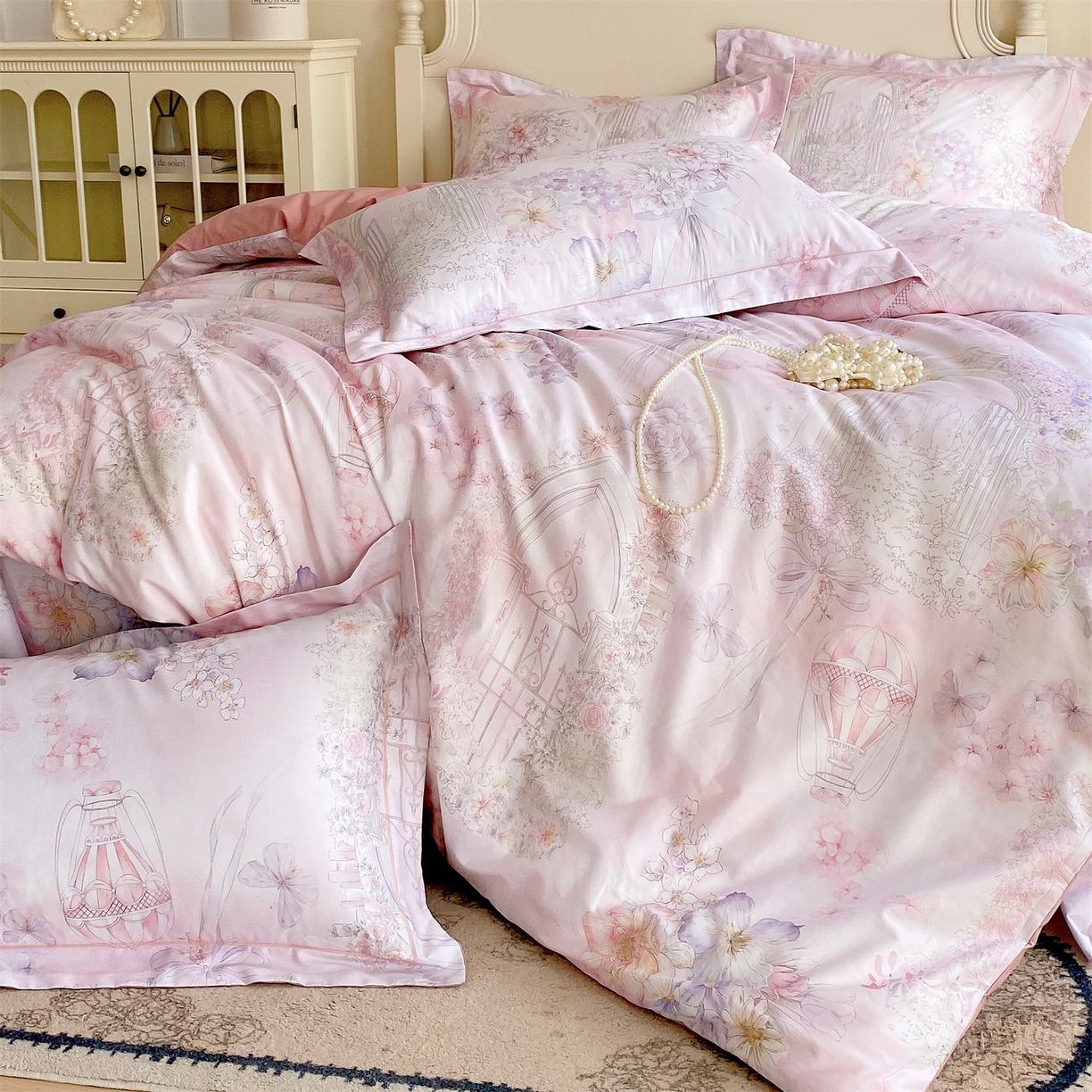 91家纺网 家纺一手货源 找家纺 宝齐莱家纺 2026新款全棉纯棉活性印花四件套 公主乐园