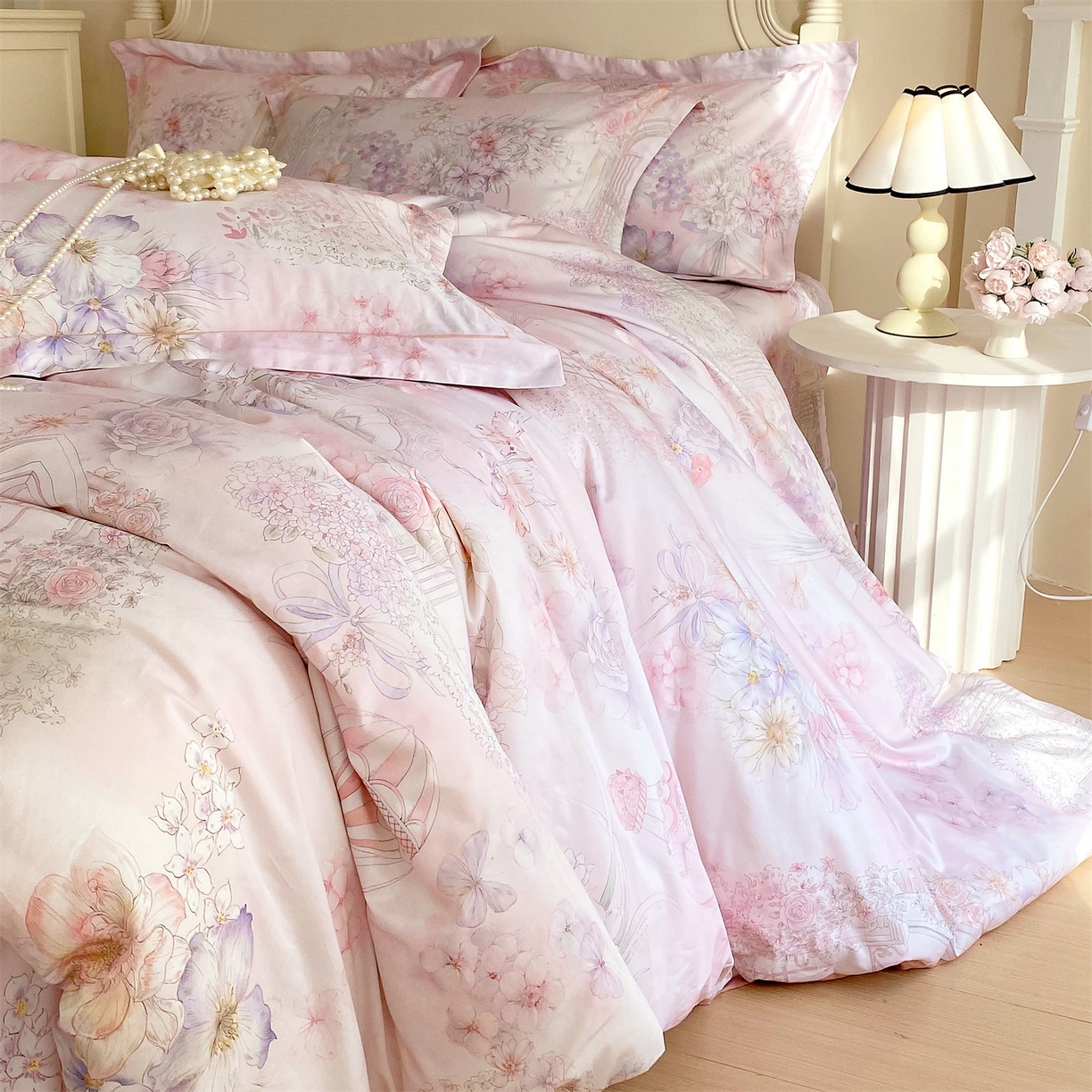 91家纺网 家纺一手货源 找家纺 宝齐莱家纺 2026新款全棉纯棉活性印花四件套 公主乐园