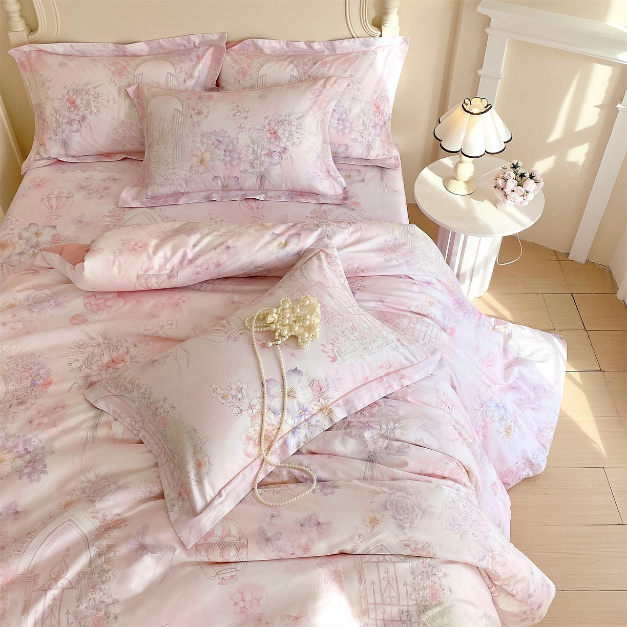 91家纺网 家纺一手货源 找家纺 宝齐莱家纺 2026新款全棉纯棉活性印花四件套 公主乐园