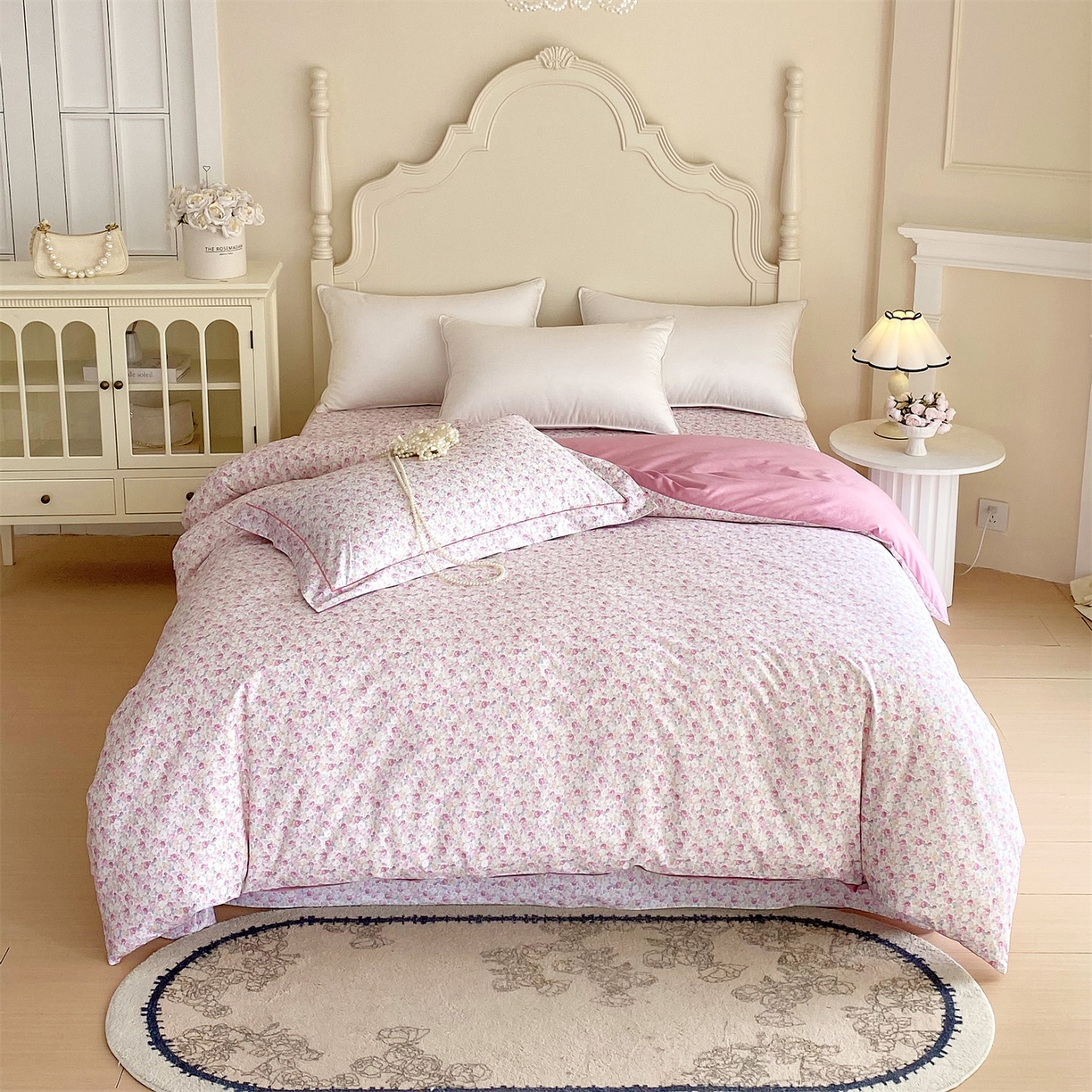 91家纺网 家纺一手货源 找家纺 宝齐莱家纺 2026新款全棉纯棉活性印花四件套 花姿漫