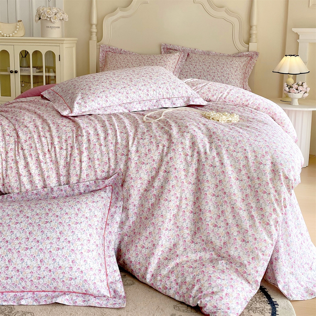 91家纺网 家纺一手货源 找家纺 宝齐莱家纺 2026新款全棉纯棉活性印花四件套 花姿漫