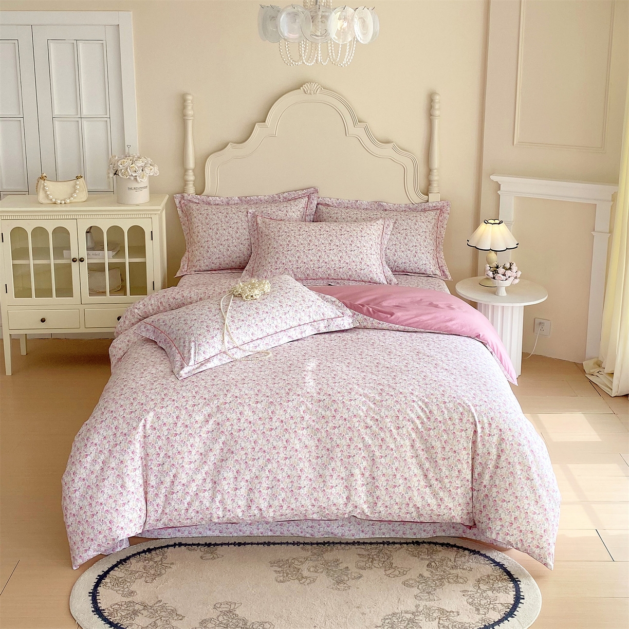 91家纺网 家纺一手货源 找家纺 宝齐莱家纺 2026新款全棉纯棉活性印花四件套 花姿漫