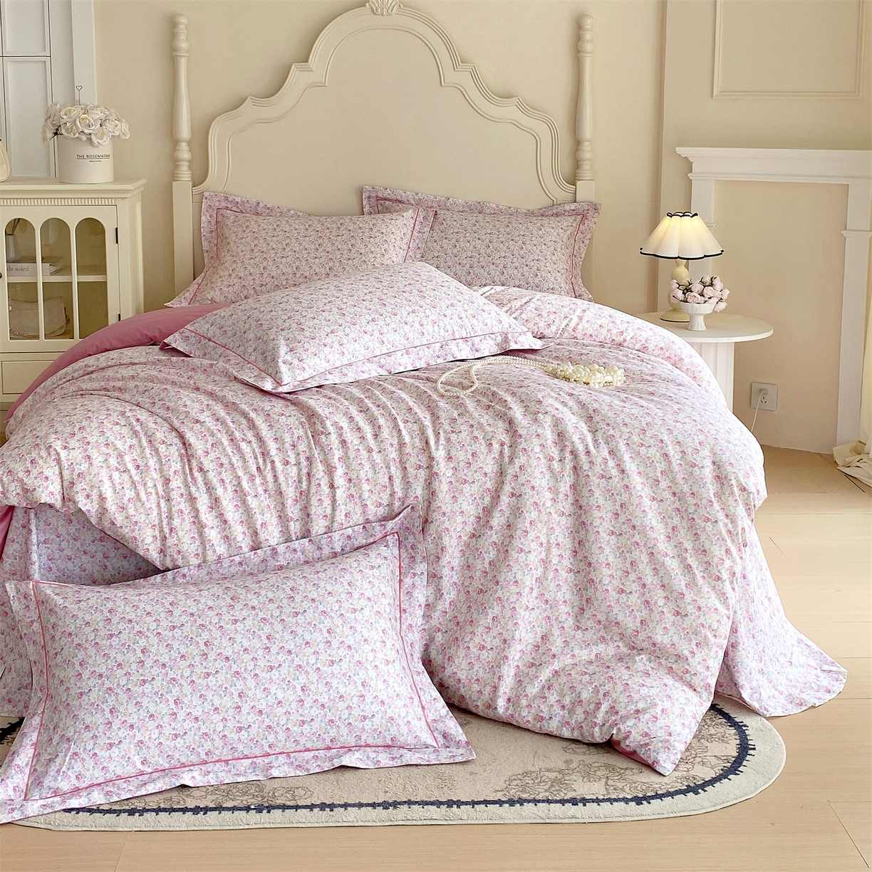 91家纺网 家纺一手货源 找家纺 宝齐莱家纺 2026新款全棉纯棉活性印花四件套 花姿漫