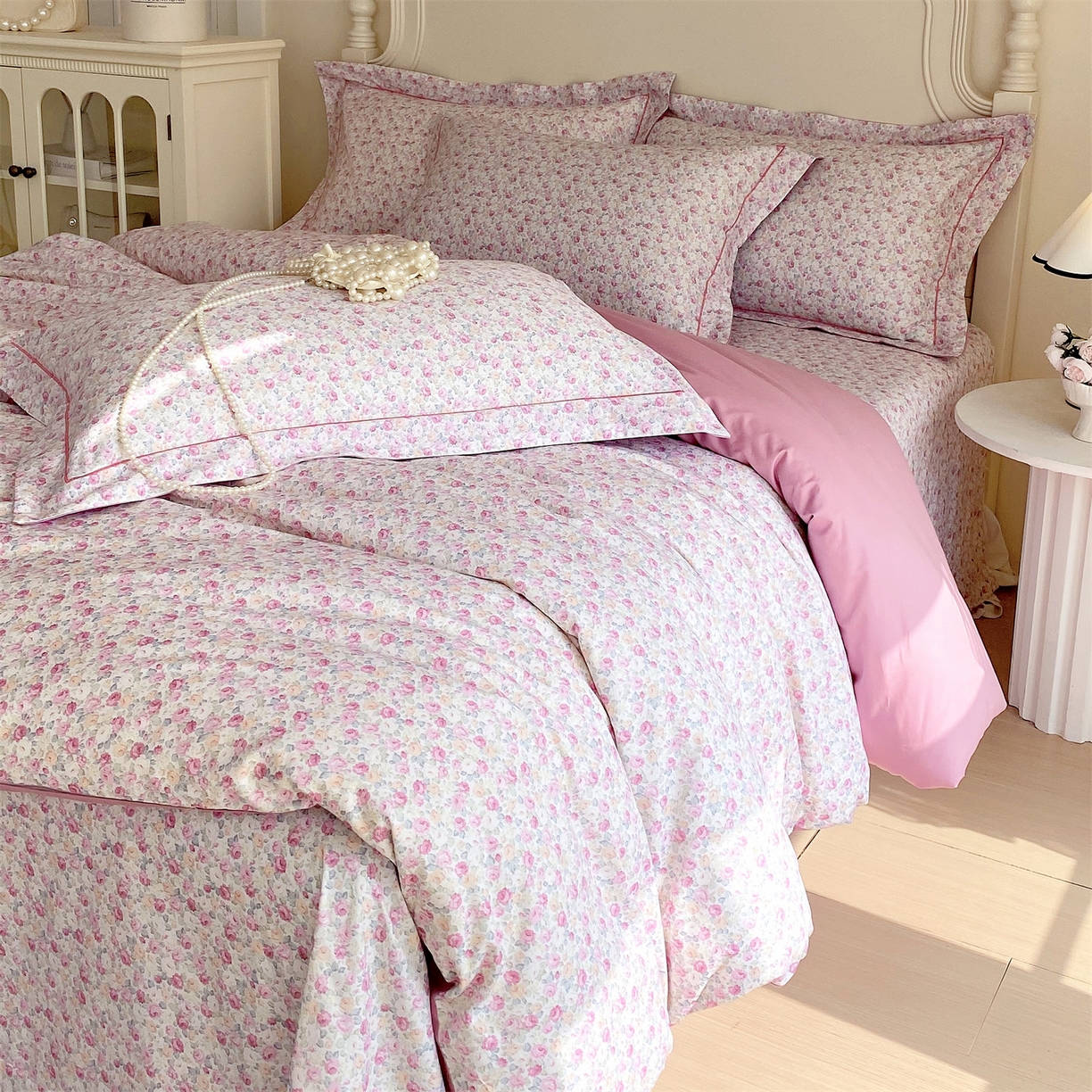 91家纺网 家纺一手货源 找家纺 宝齐莱家纺 2026新款全棉纯棉活性印花四件套 花姿漫