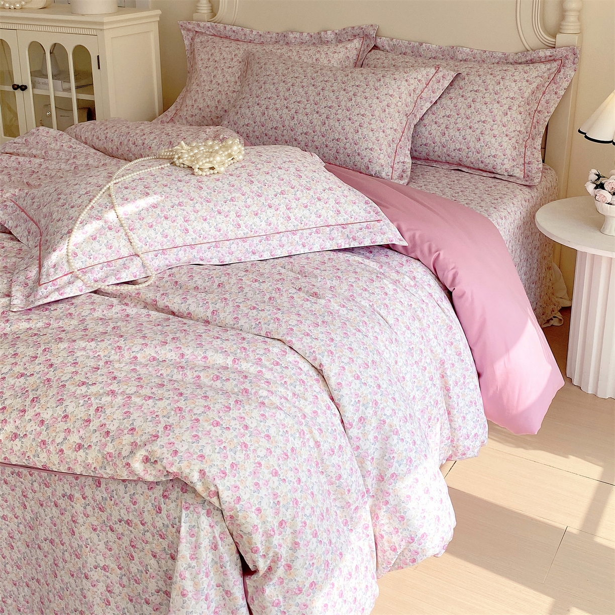 91家纺网 家纺一手货源 找家纺 宝齐莱家纺 2026新款全棉纯棉活性印花四件套 花姿漫