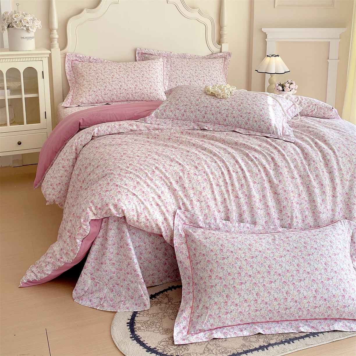 91家纺网 家纺一手货源 找家纺 宝齐莱家纺 2026新款全棉纯棉活性印花四件套 花姿漫