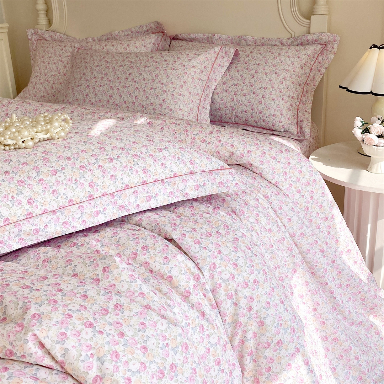 91家纺网 家纺一手货源 找家纺 宝齐莱家纺 2026新款全棉纯棉活性印花四件套 花姿漫