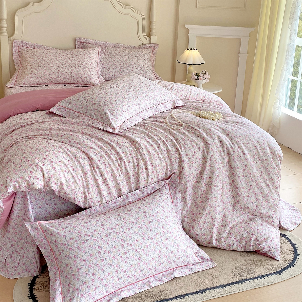 91家纺网 家纺一手货源 找家纺 宝齐莱家纺 2026新款全棉纯棉活性印花四件套 花姿漫