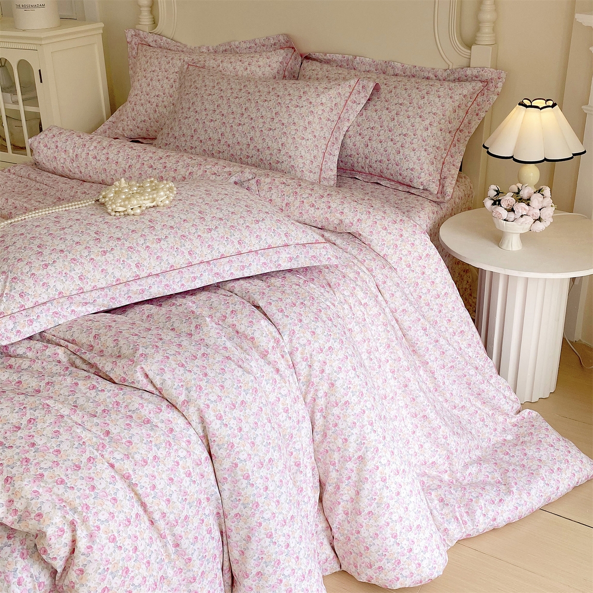 91家纺网 家纺一手货源 找家纺 宝齐莱家纺 2026新款全棉纯棉活性印花四件套 花姿漫