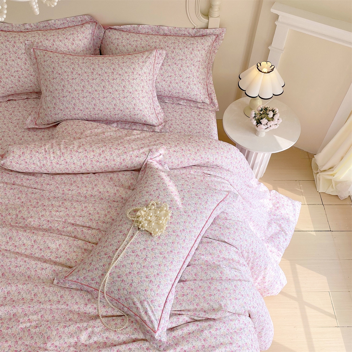 91家纺网 家纺一手货源 找家纺 宝齐莱家纺 2026新款全棉纯棉活性印花四件套 花姿漫