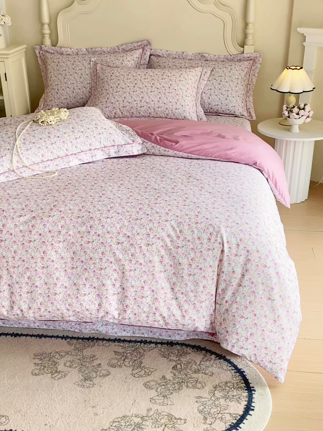 91家纺网 家纺一手货源 找家纺 宝齐莱家纺 2026新款全棉纯棉活性印花四件套 花姿漫