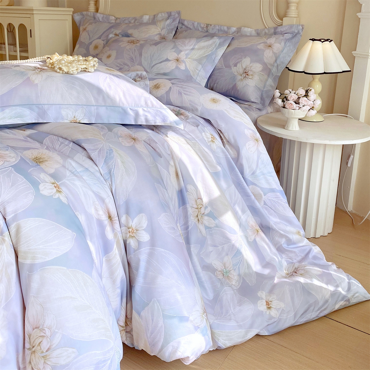 91家纺网 家纺一手货源 找家纺 宝齐莱家纺 2026新款全棉纯棉活性印花四件套 蓝色梦幻