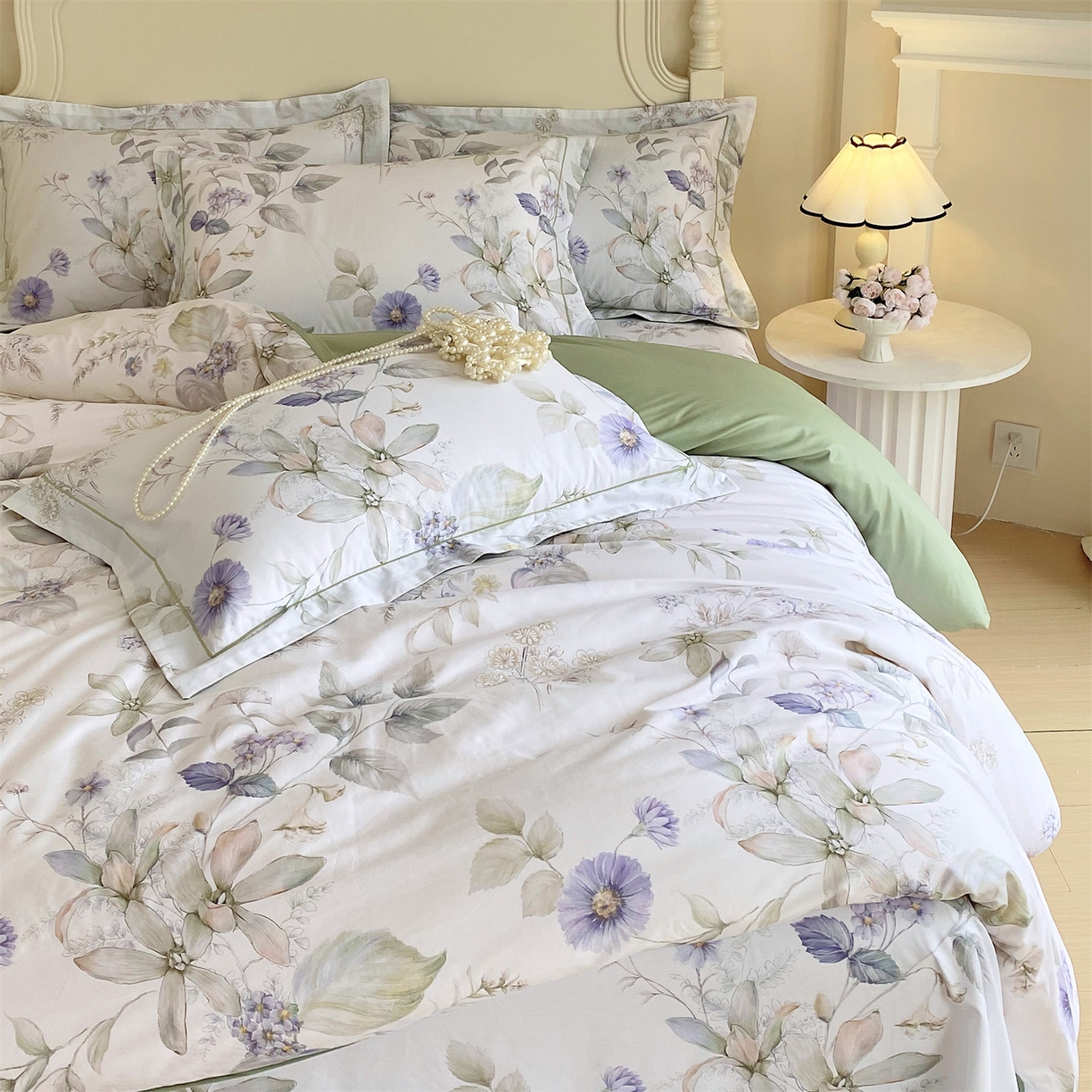 宝齐莱家纺 2026新款全棉纯棉活性印花四件套 浪漫花季