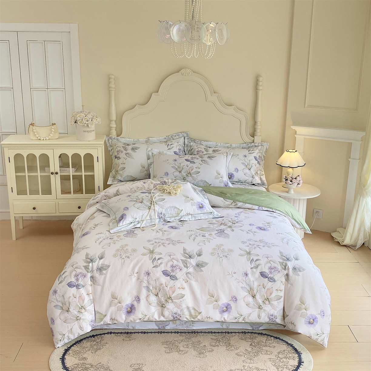 91家纺网 家纺一手货源 找家纺 宝齐莱家纺 2026新款全棉纯棉活性印花四件套 浪漫花季