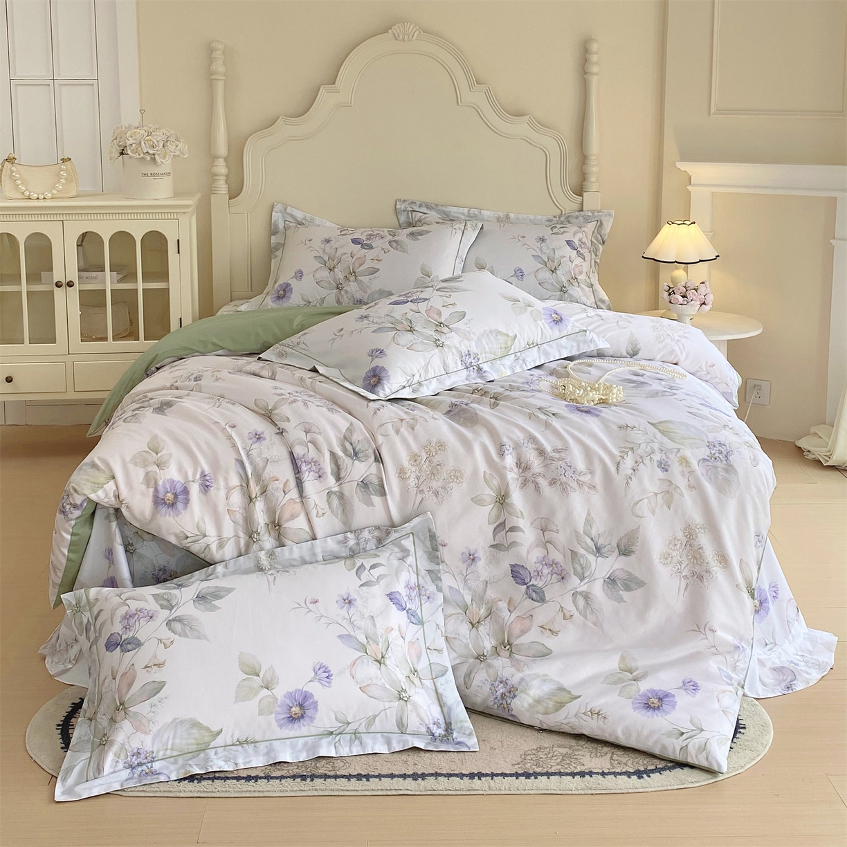 91家纺网 家纺一手货源 找家纺 宝齐莱家纺 2026新款全棉纯棉活性印花四件套 浪漫花季