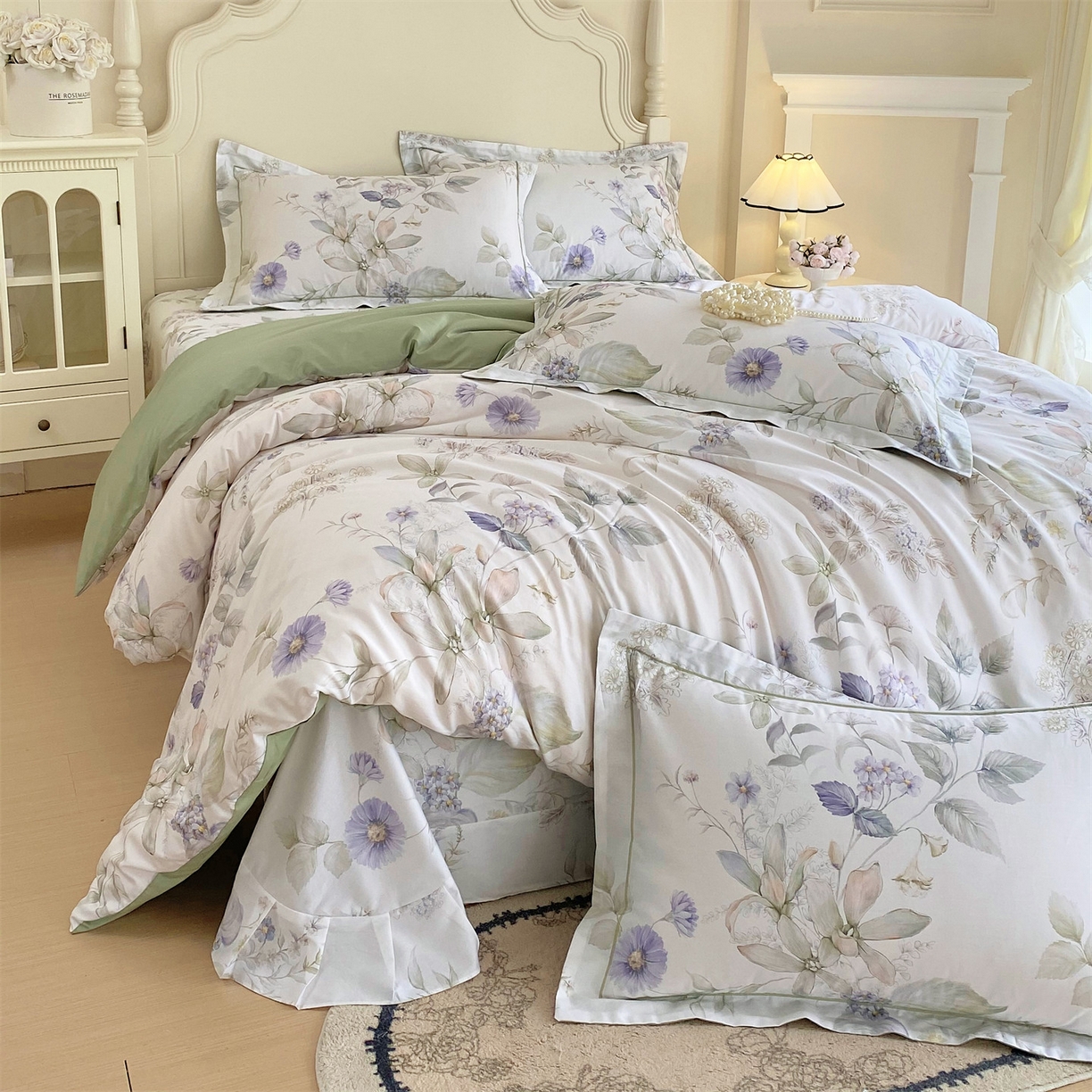 91家纺网 家纺一手货源 找家纺 宝齐莱家纺 2026新款全棉纯棉活性印花四件套 浪漫花季