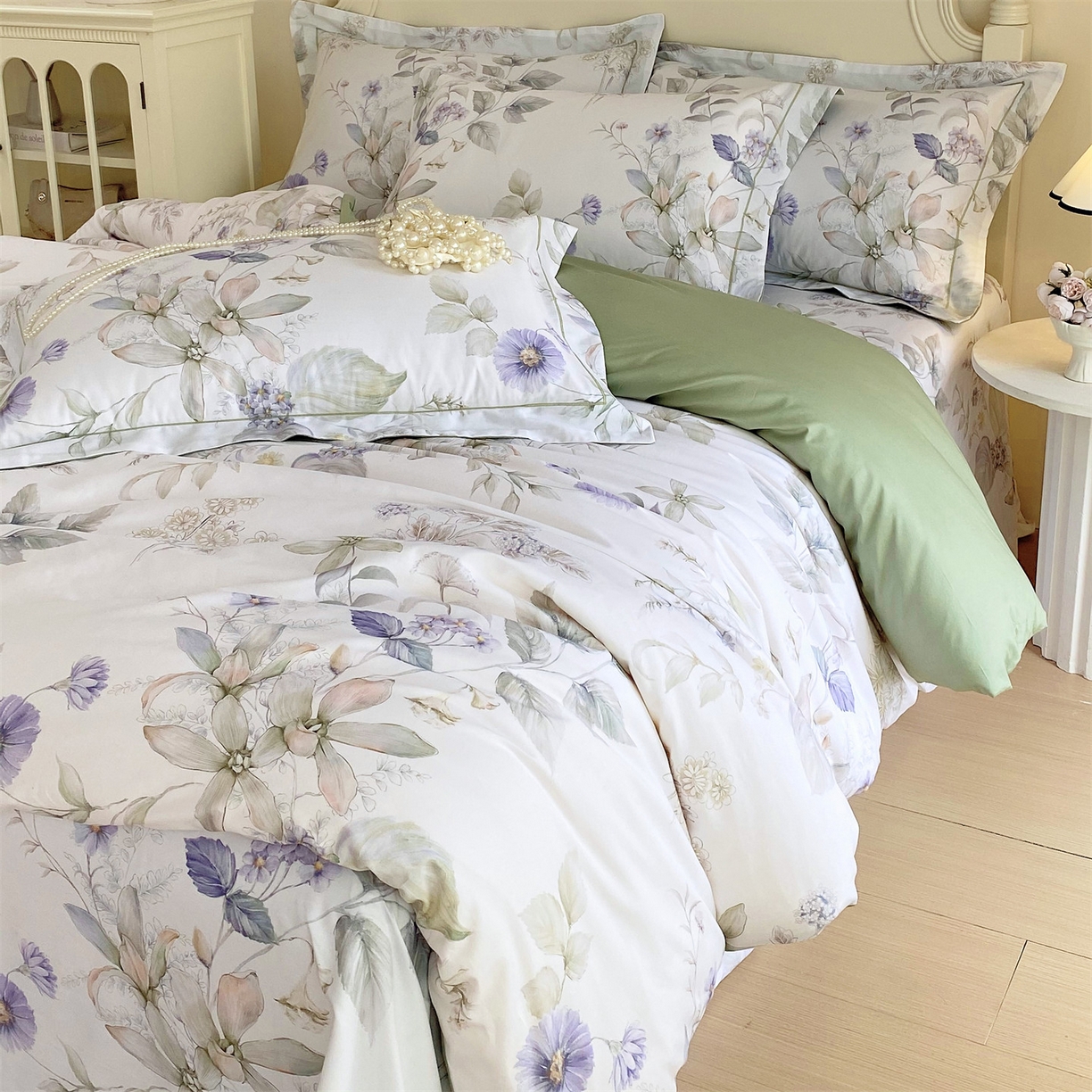 91家纺网 家纺一手货源 找家纺 宝齐莱家纺 2026新款全棉纯棉活性印花四件套 浪漫花季