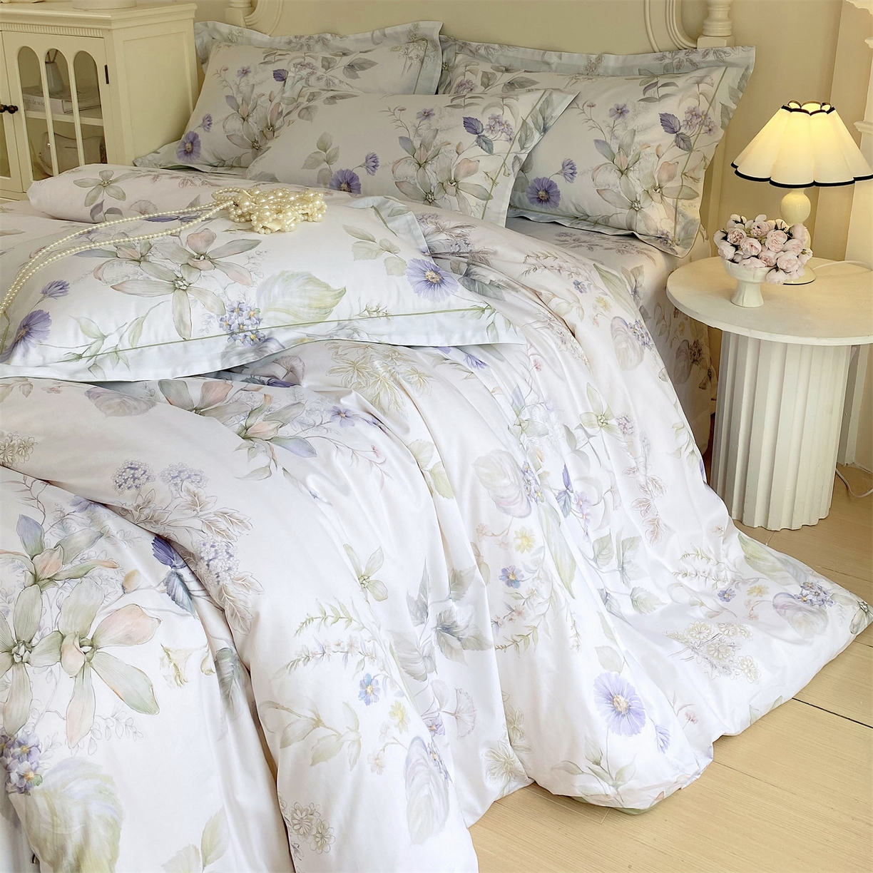 91家纺网 家纺一手货源 找家纺 宝齐莱家纺 2026新款全棉纯棉活性印花四件套 浪漫花季